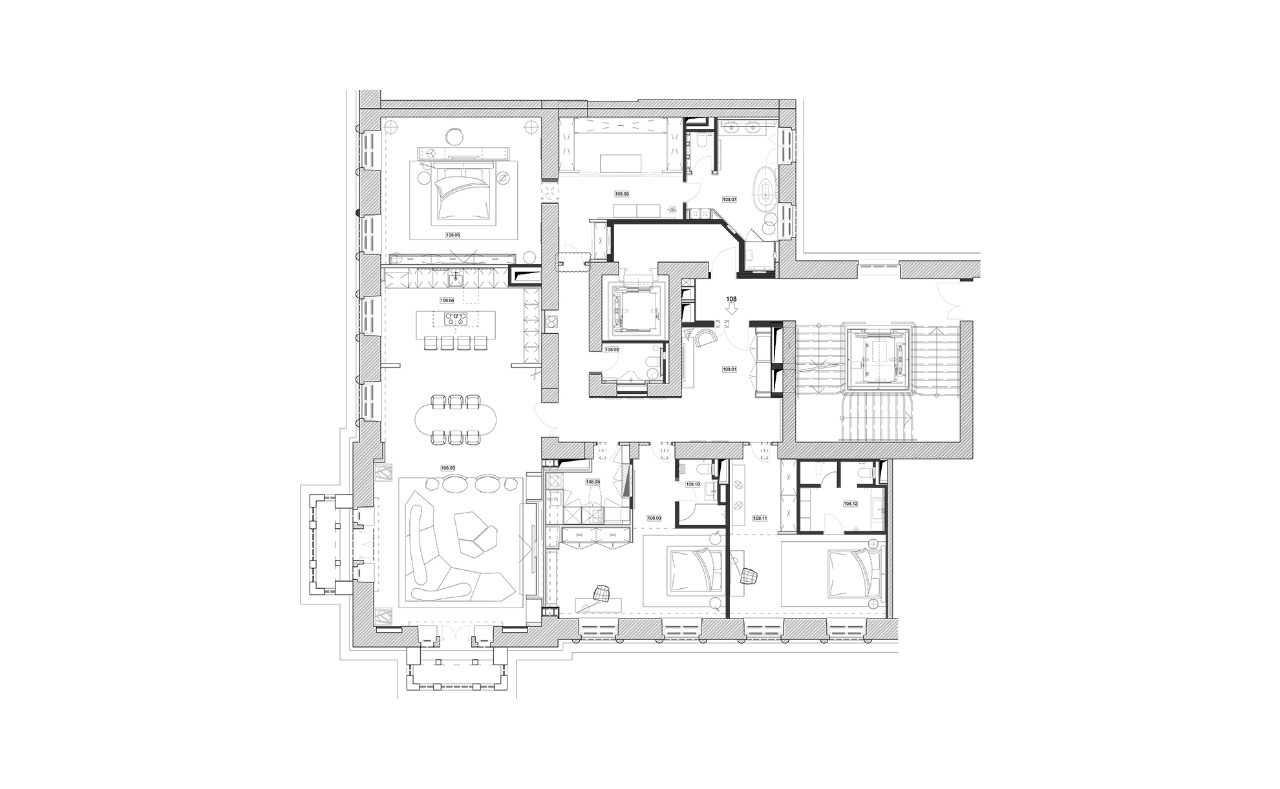 Реализованный проект, Интерьер городской квартиры от 100 кв. м, 2023, Австрия, Вена, Современный стиль,Классический стиль, Квартира, Премиум, 284 м²
