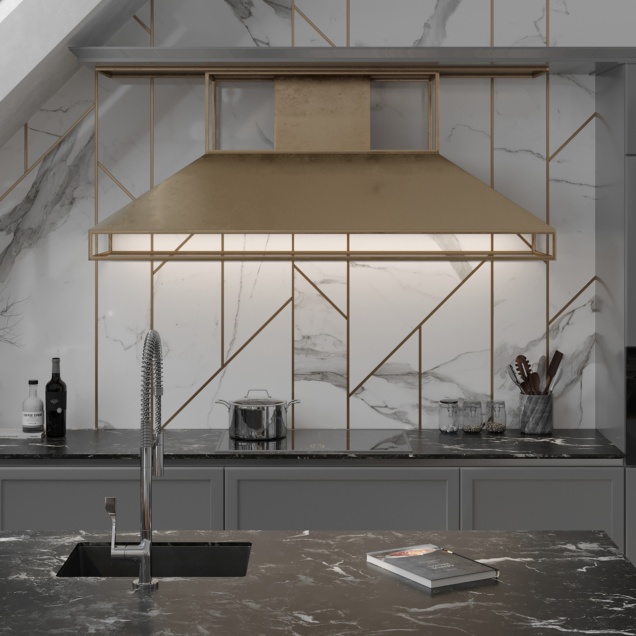 Концептуальный проект, Конкурс 3D-проектов «Современный интерьер с кухней Snaidero», 2020, Россия, Санкт-Петербург, Современный стиль, Бизнес, 101 м²