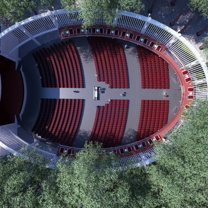 Концепция летнего театра в курортном парке.