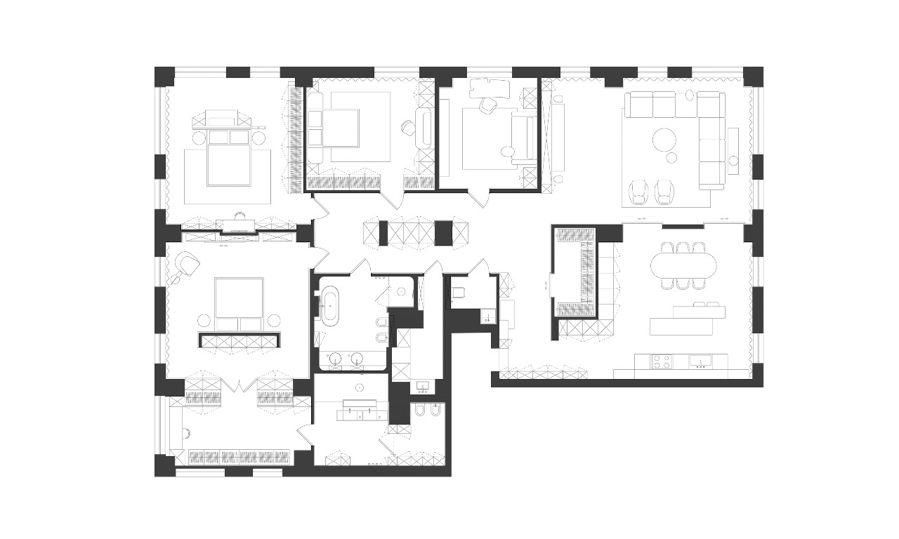 Концептуальный проект, Интерьер городской квартиры от 100 м², 2019, Санкт-Петербург, Современный стиль, Квартира, Премиум, 280 м²