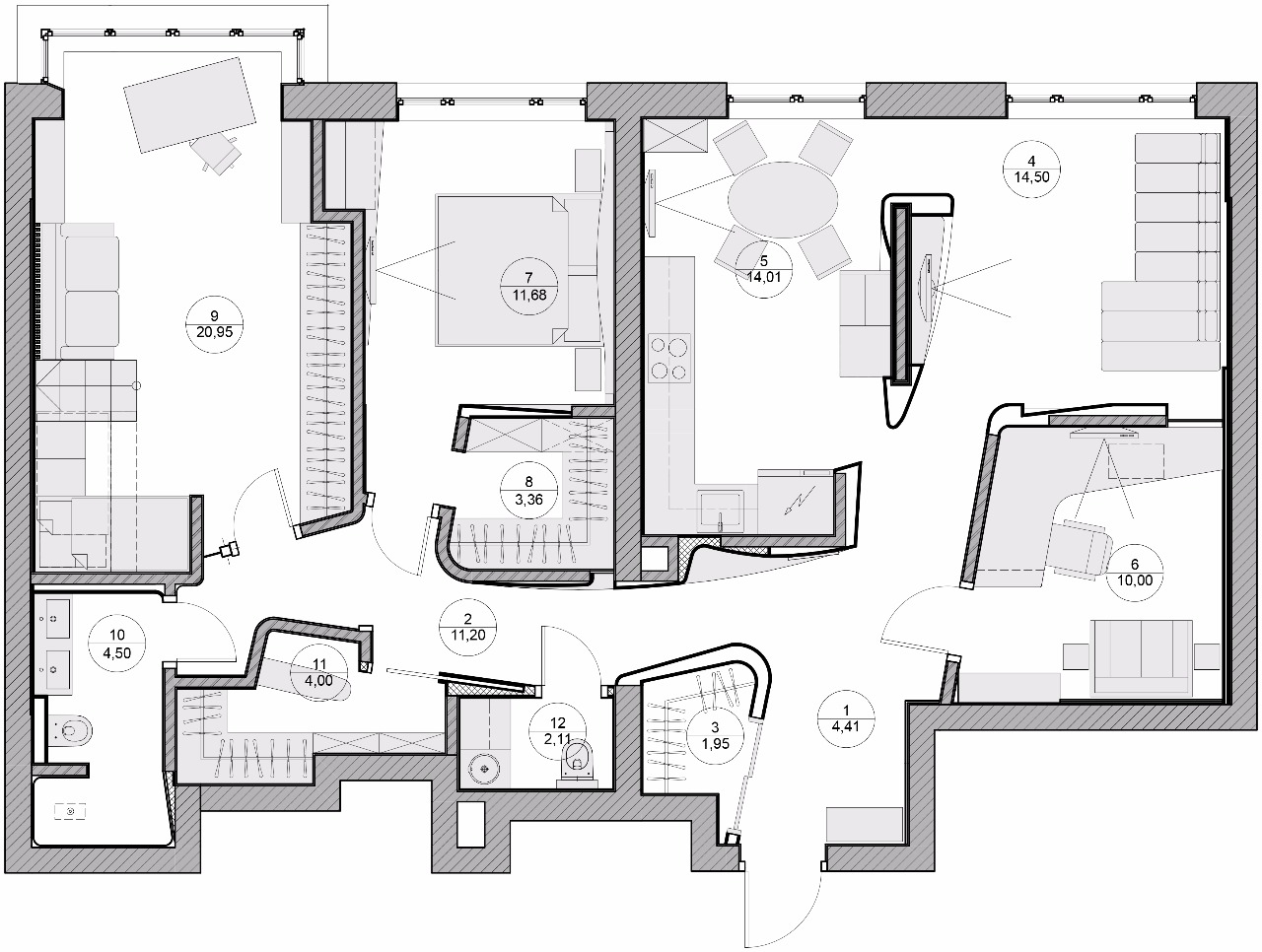 Концептуальный проект, Интерьер городской квартиры от 100 м, 2016, Россия, Москва, Квартира, Бизнес, 120 м²